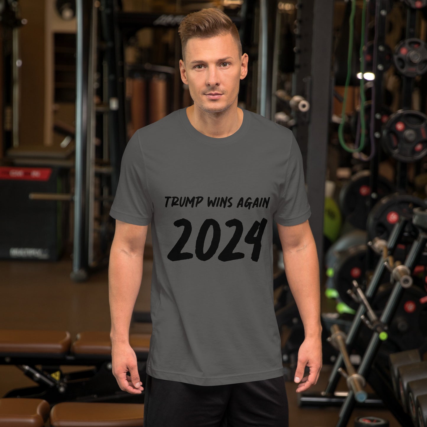 Mens "Trump Wins Again 2024" T-Shirt | Black Text