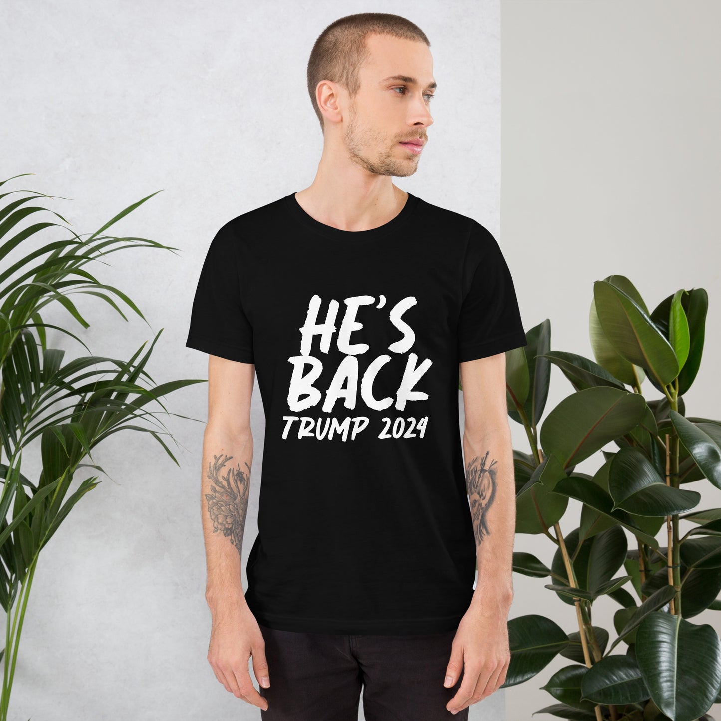 Mens "He's Back" T-Shirt | White Text