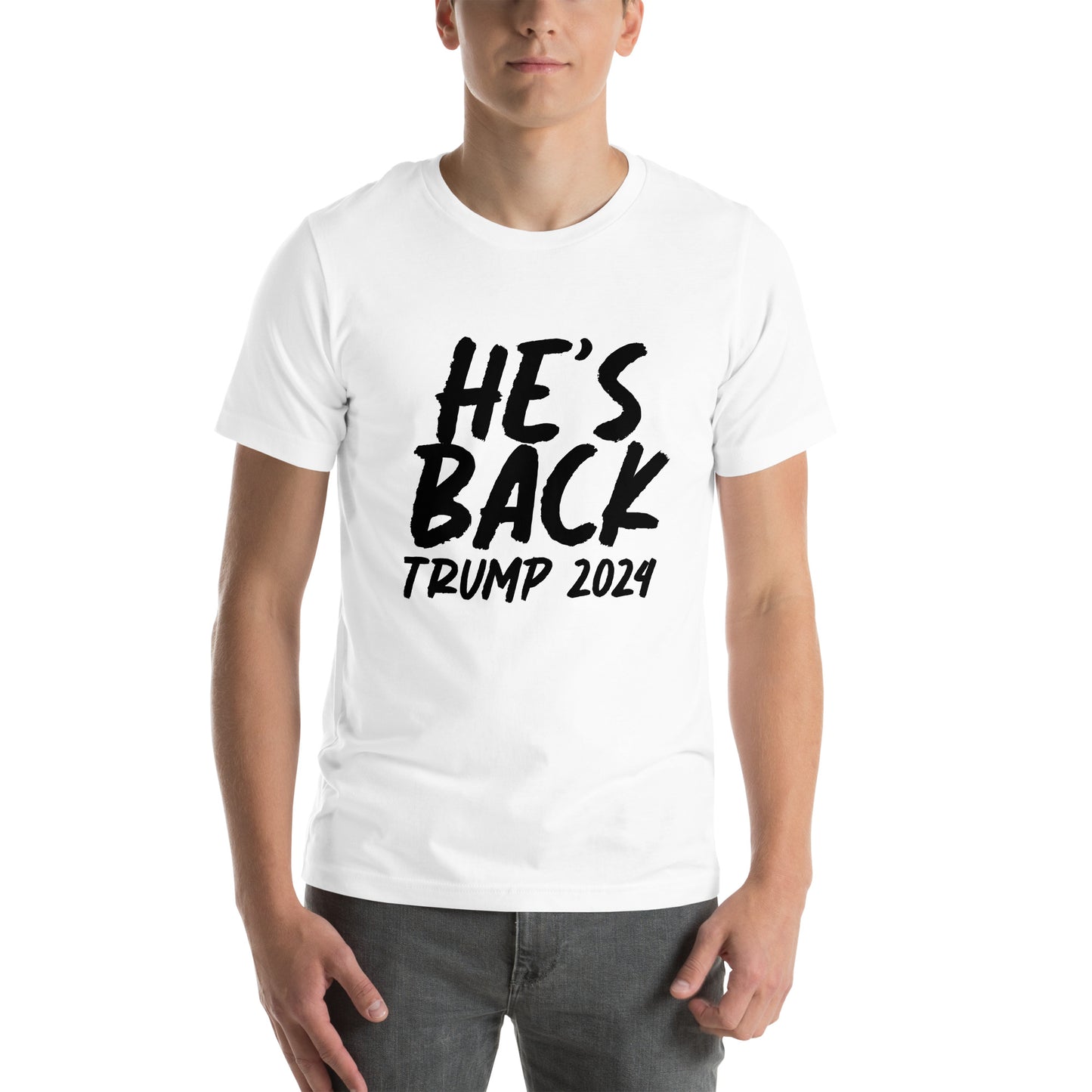 "He's Back" T-Shirt | Black Text