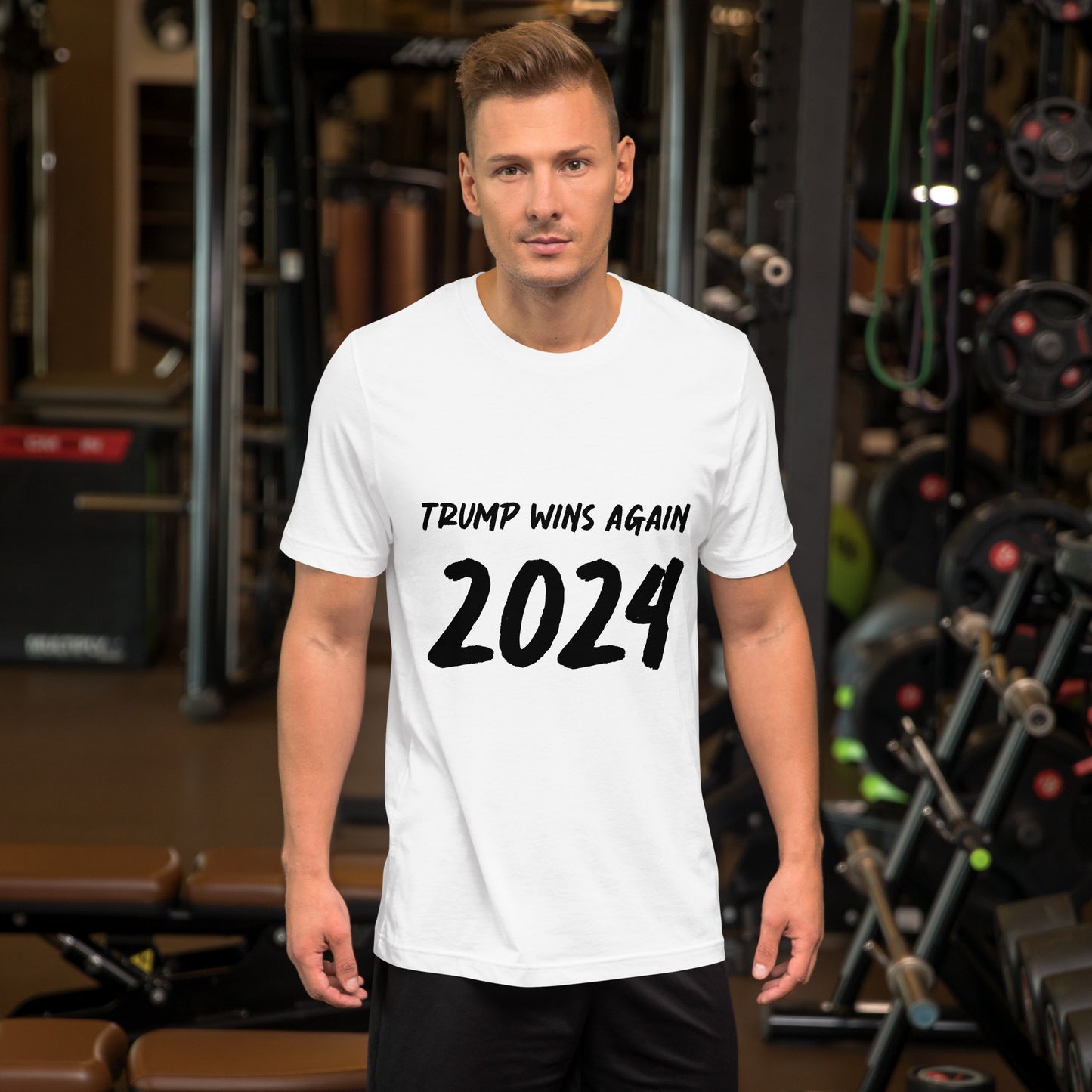 Mens "Trump Wins Again 2024" T-Shirt | Black Text